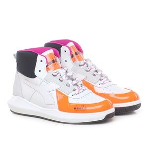 Diadora Women’s White Orange and Pink High-Top Sneakers